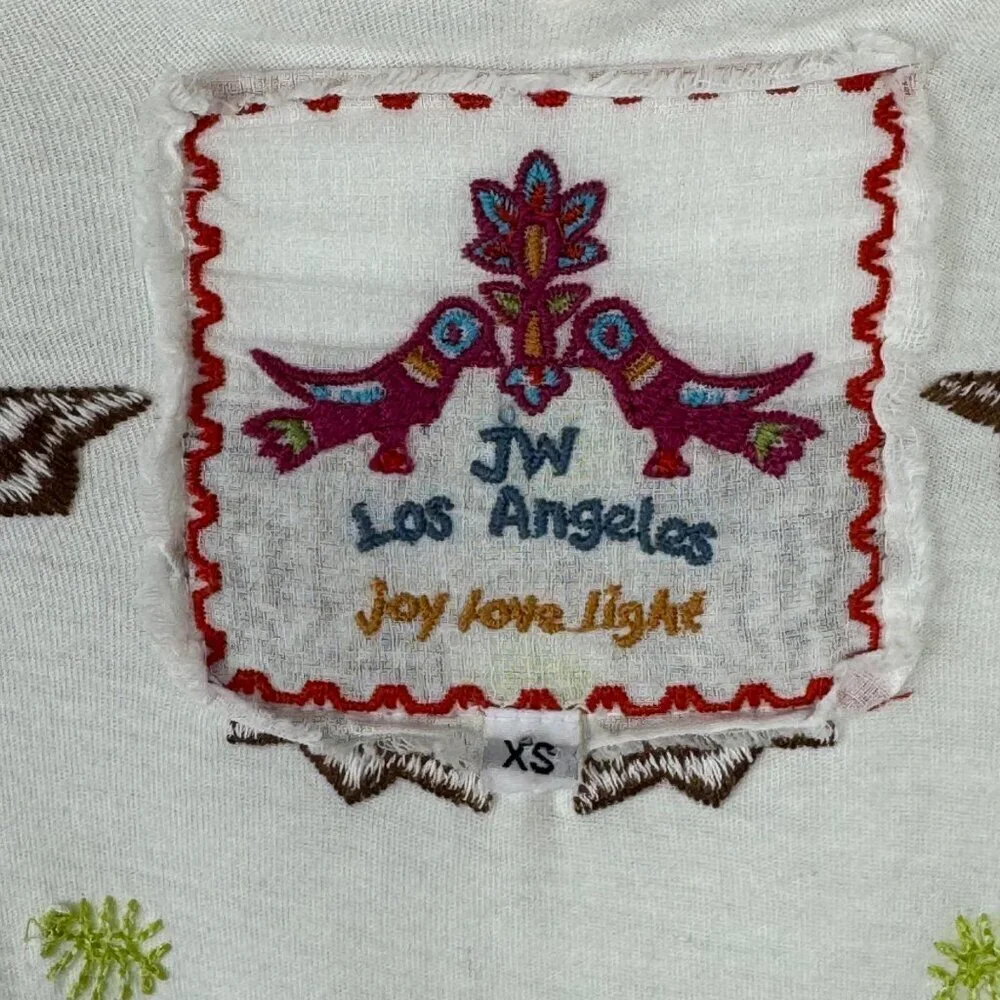 Johnny Was Open Front Cardigan XS Embroidery Southwestern Cotton Multicolor EUC